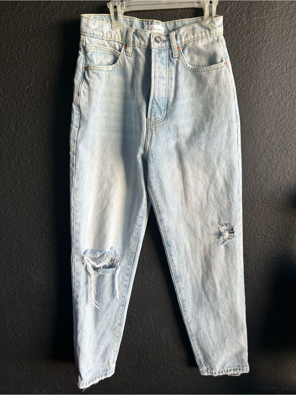 Light Wash Distressed High-Waist Jeans